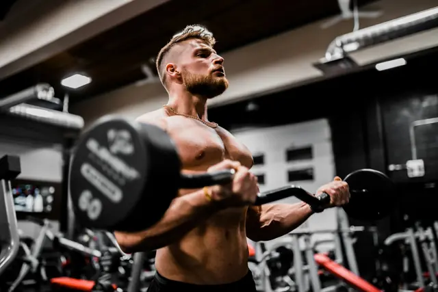 Man doing a barbell curl